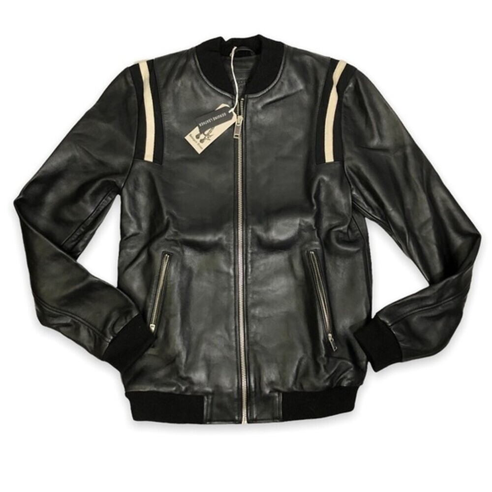 Bolongaro Trevor TALL Haden Leather Bomber Black Jacket Coat XS